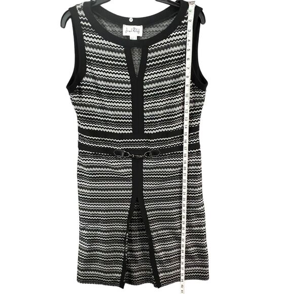 Joseph Ribkoff Knit Dress Womens 12 Black White Zig Zag Stretch Mod Retro Glam - Picture 7 of 12